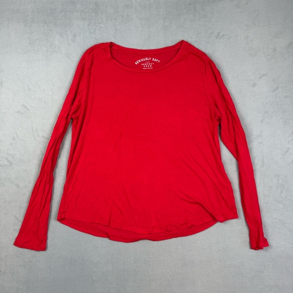 Aero Seriously Soft Perfect Crew Shirt Womens XL Red Long Sleeve Lightweight - Picture 1 of 10